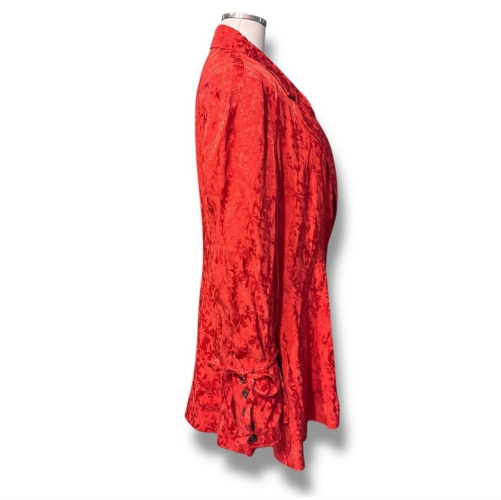 FREE PEOPLE Stella Satin Jacquard Blazer Sienna Red - Picture 3 of 8